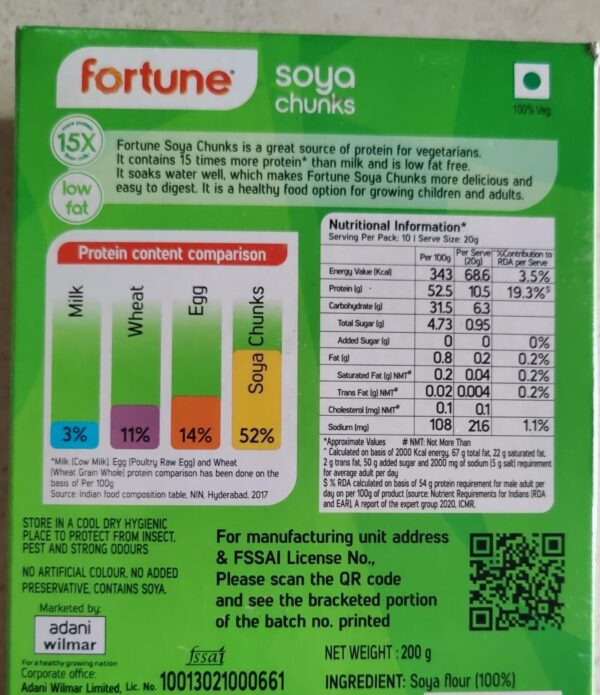 FORTUNE SOYA CHUNKS 200GM - Image 5