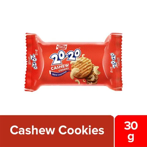 Parle 20-20 Cashew Cookies – Crispy, Sweet, Baked, 30 g Pouch